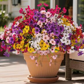 24 Bundles Artificial Flowers for Outdoor & Indoor , UV-Resistant Faux Plastic Plants Decor for Hanging Planters, Garden Porch, Window Box - Weather-Resistant Home Decor for Farmhouse, Wedding, Patio