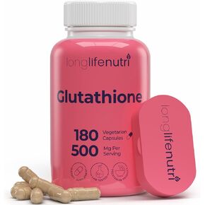 Reduced Glutathione 500mg – with White Milk Thistle and Alpha Lipoic Acid, 180 Vegetarian Capsules, Natural Antioxidant, 3-Month Supply, GMP Certified, Made in USA
