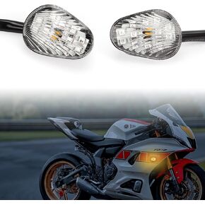 12V LED Turn Signal Light Flush Mount Motorcycle Blinkers Compatible with YZF R1 R3 R6 R6S TMAX MT-07 MT-09 Fazer FZ6 FZ1 FZ FZ6R FZ07 FZ8 FZ09 Turn Indicators (Smoked Color)