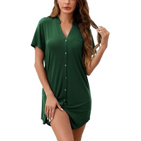 Women's Button Up Nightgown Short Sleeve Sleepshirt Maternity Sleepwear Sexy Night Gown for Women in Saudi Arabia
