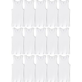 توب دبابات أبيض من 15 عبوة للرجال-قميص A-shirt ، وقم بذاتها ، ودبابات رطوبة ، وخالية من العلامات ودائمة