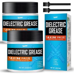 4oz Dielectric Grease for Electrical Connectors, Silicone Paste for Spark Plug, Valve, O-Rings, Brake, Marine and Universal Use, Waterproof & Heat Resistant Silicone Grease Lubricant with Brush