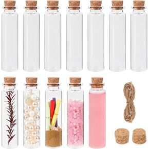 Mini Glass Bottles with Cork 20 ml, 12 Pack Tiny Bottle with Cork, Small Bottles with Corks, Mini Vials with Corks, Spell Jars, Small Sand Bottle for Crafts, Decoration, Party Favors