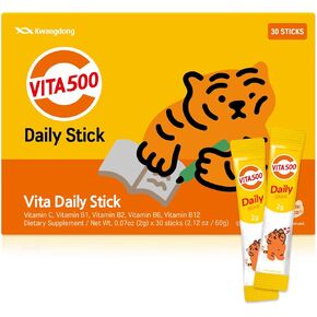 Vita500 Multivitamin Powder Daily Stick ، ​​تحسين المناعة القوية ، وزيادة الطاقة مع فيتامين C 500mg ، ومجمع فيتامين B (70 عصا من 500 ملغ)