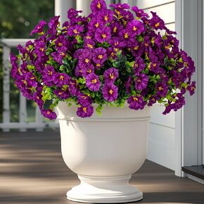 Lnoicy Artificial Flowers for Outdoor 14 Bundles Eucalyptus Fake Flowers for Planter,UV Resistant Fake Morning Glory for Home/Porch/Garden Decoration（7 Color）