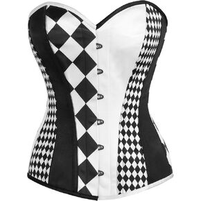 Daisy corsets Womens Top Drawer Black/White Print Steel Boned Corset