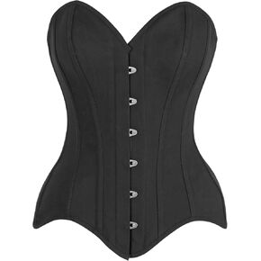 Daisy corsets Womens Top Drawer Black Cotton Steel Boned Overbust Corset
