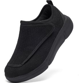 Men's Wide Diabetic Slip-On Shoes Adjustable Comfortable Walking Shoes for Swollen Feet Elderly Foot Pain Relief and Neuropathy Support