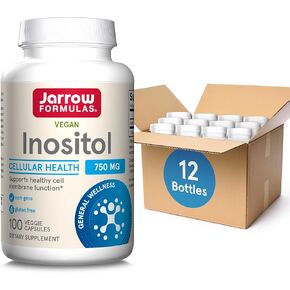 Jarrow Formulas Inositol 750 mg, Dietary Supplement, Liver Support for Cellular Health and General Wellness, 100 Veggie Capsules, Up to a 100 Day Supply (Pack OF12)