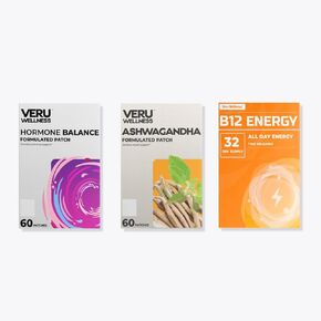 Veru Wellness Hormonal Balance for Women Compete Bundle - Myo-Inositol & D-Chiro, Ashwagandha, Energy - PMS, Mensural, Mood - Stress and Energy (2 Month)