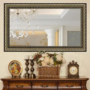 Black&Gold Framed Rectangle Bathroom Mirrors for Wall,Wall Mounted Vintage Mirror Vertical or Horizontal Hanging for Living Room,Bedroom (40''x24''Vintage)