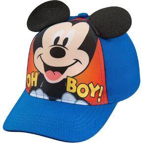 Disney Mickey Mouse Boys Baseball Cap - Comics and 3D Pop Out Ears- Toddler Boys 2-4 Years (Blue)