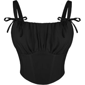 Scarlet Darkness Women's Renaissance Shirt Summer Ruched Bust Fishbone Bustier Corset Tops