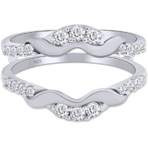 SAVEARTH DIAMONDS 1/3 ct. t.w Round Cut Lab Created Moissanite Diamond Chevron Enhancer Guard Ring In 14K Gold Over Sterling Silver Jewelry For Women (G-H Color, 0.33 Cttw)