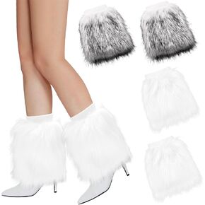 XEPST Faux Fur Fuzzy Leg Warmers Furry Boot Covers for Women, 2 Pieces Warm Fuzzy Boot Cuff Boot Sleeves Leg Warmers for Party Costumes