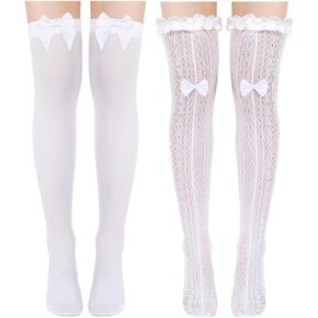 Suhine 2 زوج من Soktoberfest Socks Lace Trim Choled Confles Socks و Satin White Gockits for Women Girls