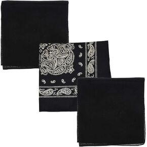 Motique Accessories 2 Solid Color and 1 Paisley Bandanas - Set of 3