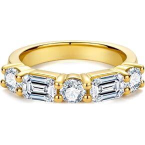 1.28CTTW-2.29CTTW مكعب الزركونيا الصفراء الذهب النصف الخلوي حلقة 5A الصف D LAB LAB GROWN DAIMOND CZ قابلة للتكديس عصابة الذكرى السنوية للنساء
