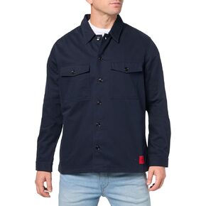 HUGO Men's Twill Patch Pockets Button Down Overshirt