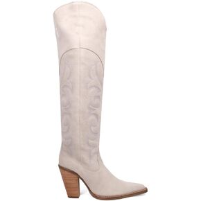 Dingo Womens Primadonna Seripered Snip Toe Shippered أحذية غير رسمية على الركبة عالية الكعب 3 "& UP - OFF WHITE