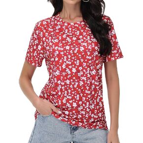 Womens Tops Dressy Casual Short Sleeve Color Block Striped Crewneck Tee Shirts - Casual Cute Comfy Soft Summer Blouse