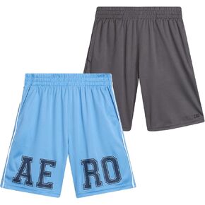 AEROPOSTALE Boys Athletic Shorts - 2 Pack Pull On Mesh Performance Running Basketball Gym Shorts for Boys (Sizes: 8-16)