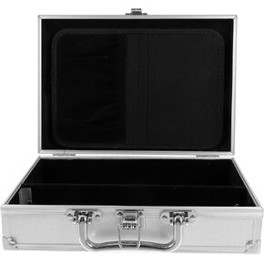 FRCOLOR Aluminum Alloy Tool Box Multi-Functional Handheld Storage Container Briefcase Organizer for Men Portable Metal Briefcase Silver Workstation for Home and Professional Use