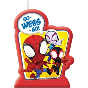 شمعة عيد ميلاد Spidey وأصدقائه المذهلين شمعة (3.5 "× 2.69") من 1-مثالية للزخرفة والزينة ذات الطابع الشخصي