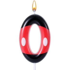 Red Black Birthday Number Candle, Cartoon Theme Birthday Cupcake Candles Numbers Paraffin Red Mouse Birthday Number Candle Cake Topper for Anniversary Birthday Party Decorations (Number 2) in Saudi Arabia