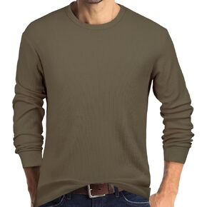 Prettyguide Men Long Sleeve Waffle قمصان غير رسمية خفيفة الوزن الطاقم الحراري السحب قمم السحب
