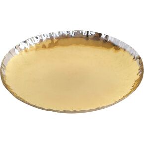 DeKulture Handmade Pure Brass Wrinkled Feather Plate - Decorative Tray, Tabletop Accent, Wedding & Holiday Decor (6.5" Diameter)