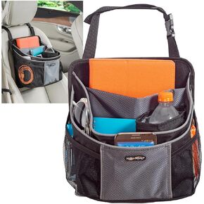 High Road Driverstash Prastenger Artenger أو منظم للسيارة مع حامل كأس معزول و 10 جيوب متعددة الأغراض لسيارات الدفع الرباعي والسيارات والشاحنات والشاحنات