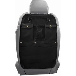 Black Car Seat Back Organizer with Multiple Pockets and Hooks in Kuwait
