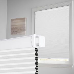 Homedemo No Drill No Tools Blackout Cellular Shades Cordless, Honeycomb Blinds for Window, Easy Install No Screws Thermal Insulated Noise Reduction Cellular Blinds for Home (White, 24" W x 36" H)