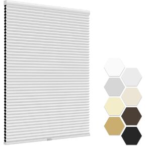 LazBlinds No Tools No Drill Cordless Cellular Shades, Blackout Honeycomb Shades Room Darkening Pleated Blinds for Window Size 24" W x 48" H, White