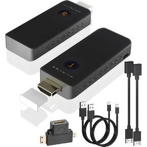 جهاز إرسال واستقبال HDMI لاسلكي، التوصيل والتشغيل، مجموعة موسع HDMI لاسلكية 2.4G/5G، جهاز استقبال مرسل HDMI كامل 1080P، جهاز بث محول العرض اللاسلكي للتلفزيون/الكمبيوتر المحمول/الكمبيوتر الشخصي/جهاز العرض