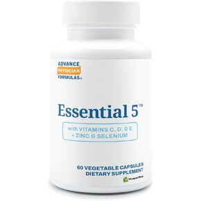 Essential 5: Vitamins C, D, & E + Zinc & Selenium, 60 Vegetable Capsules