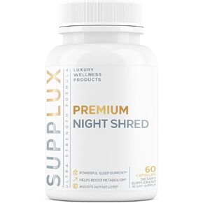 Premium Night Shred - وقت النوم حبوب منع الحمل للنساء للنساء والدهون للرجال - مساعدات النوم ، مثبط الشهية ، تعزيز التمثيل الغذائي | 16 مكونات مودعة للبحث للنوم ، والاسترخاء - 60 كبسولة