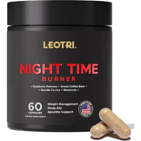 ملحق Burn Night: Ketones Ketones Green Coffee Bean Hoodia Cactus melatonin - مصنوع في الولايات المتحدة الأمريكية (60 كبسولات نباتية)