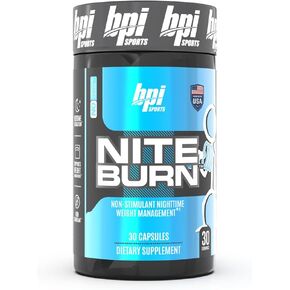 BPI Sports Nite burn – Nighttime Fat Burner & Sleep Support – Keto-Friendly – Weight Loss, Burn Fat, Relaxation, Boost Metabolism – 30 servings – 640mg, Capsule