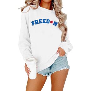 Alltb USA Freedom Sweatshirt Women 4th Of July Shirt America Flag Sweatshirt Shirt Patriotic Shirt Discal Long Sleeve Tops Tops