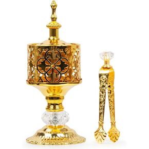 حامل البخور ، حامل راتنجات البخور في الفحم ، Bakhoor البخور الموقد ، مثالي للعلاج العطري Yoga Spa ، Home Church Curch ، Gold