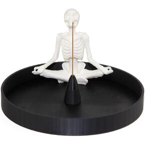 Meditating Skeleton Incense Stick Holder, Insence Burner Ash Catcher, Insense Stand Ornament for Aromatherapy/Yoga/Meditation/Home Living Room Office Decor
