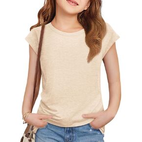 Imily Bela Girls Cap Sleeve T Shirts Kids Crew Neck Tops Summer Summer Tops 5-14 Years in Kuwait