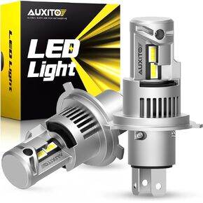 AUXITO 2024 Upgraded H4 LED Bulb, 1:1 Mini Size No Adapter Required, 6500K White, Non-Polarity, 9003 LED Fog Lights, Plug and Play, Pack of 2
