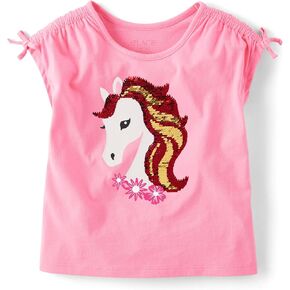 The Children's Place Girls' Short Sleeve Flip Sequin Tops