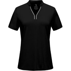 BGOWATU Women's Golf Polo Shirts Short Sleeve Collarless Y-Neck Tennis Tops Quick Dry UPF 50+ Workout Shirt Lightweight