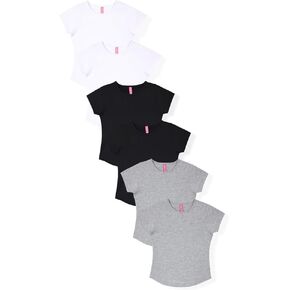 Girls’ 6-Pack Basic T-Shirts – Soft & Breathable Cotton Tees for Everyday Wear – Classic Crewneck Short Sleeve Tees