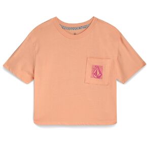 Volcom Girls Crop Top - Short Sleeve Graphic Tees with Pocket, Casual Crewneck Pullover Summer Tops for Girls (Sizes: 7-16)