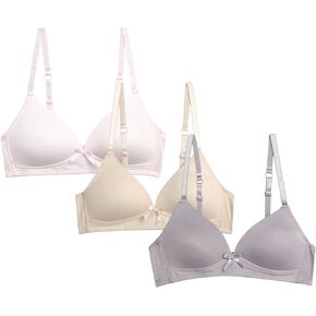 Girls Bras - 3 Pack Lightweight Wireless Microfiber Bras for Girls, Seamless Molded Everyday Bra (30A-34A)